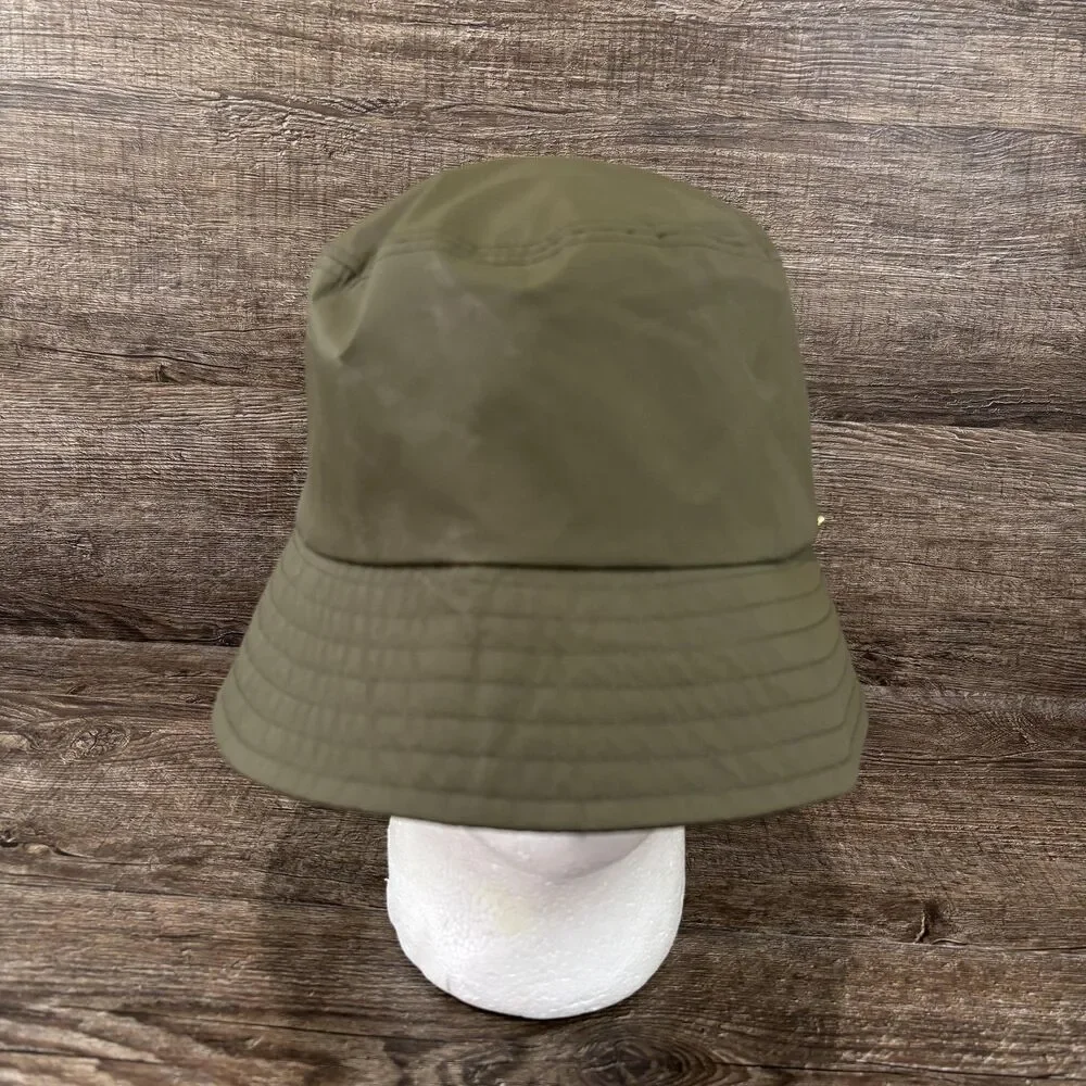 ANINE BING Bucket Hat Women's Large Green Nylon Lined Logo Lightweight